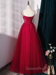 Burgundy Layered Tulle Long Evening Prom Dress, Wine Red Long Evening Dress