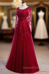 Burgundy Long Evening Prom Dress, Burgundy Evening Bridesmaid Dress