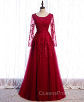 Burgundy Long Evening Prom Dress, Burgundy Evening Bridesmaid Dress