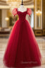 Burgundy Long Evening Prom Dress, Burgundy Evening Graduation Dress