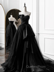 Burgundy Long Evening Prom Dress, Burgundy Satin Formal Long Evening Dress