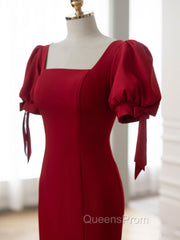 Burgundy Mermaid Long Evening Prom Dress, Burgundy Evening Dress