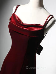 Burgundy Mermaid Long Evening Prom Dress, Wine Red Long Mermaid Evening Dress