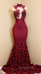 Burgundy mermaid Evening Prom Dress, long evening gowns