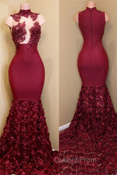Burgundy mermaid Evening Prom Dress, long evening gowns