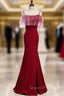 Burgundy Mermaid Spaghetti Straps Evening Prom Dress