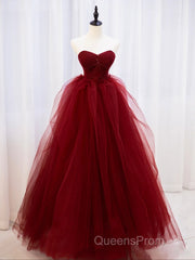 Burgundy off shoulder tulle lace long Evening Prom Dress burgundy formal Dress