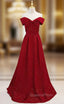 Burgundy Off the Shoulder Sleeveless Evening Prom Dress