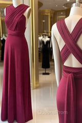 Burgundy Pleats Halter Evening Prom Dress