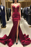 Burgundy Satin Mermaid Long Sweetheart Evening Dress Burgundy Evening Prom Dress Evening Prom Dress shops