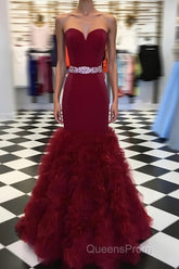 Burgundy sweetheart mermaid long Evening Prom Dress, burgundy evening Dress