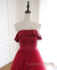 Burgundy Tulle Long Evening Prom Dress, A line Burgundy Evening Party Dress