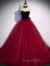 Burgundy Tulle Long Evening Prom Dress A line Burgundy Graduation Dress