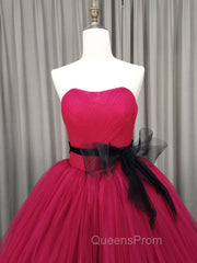 Burgundy Tulle Long Evening Prom Gown, Burgundy Tulle Sweet 16 Dress