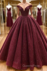 Burgundy tulle sequin long Evening Prom Dress, burgundy long evening Dress