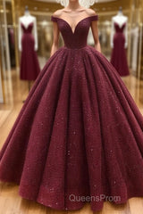 Burgundy tulle sequin long Evening Prom Dress, burgundy long evening Dress