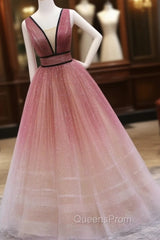 Burgundy V Neck Tulle Long Evening Prom Dress Burgundy Long Evening Dress