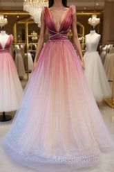 Burgundy v neck tulle sequin long Evening Prom Dress burgundy evening Dress