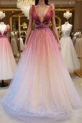 Burgundy v neck tulle sequin long Evening Prom Dress burgundy evening Dress