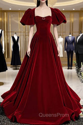 Burgundy Velvet Long Evening Prom Dress Evening Dress