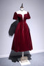 Burgundy Velvet Short Evening Prom Dress, Cute A-Line Party Dress