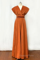 Burnt Orange Satin Multi-Way Bridesmaid Dress
