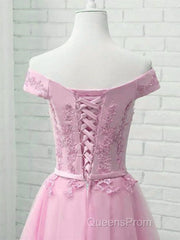Cap Sleeves Short Pink Lace Evening Prom Dress, Short Pink Lace Formal Bridesmaid Dress