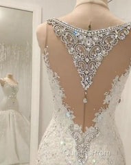 Cap Sleeves Sparkle Diamond Fit and Flare Wedding Dress Online