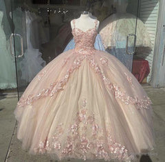 Baby Pink Quinceanera Dress, Elegant Prom Dresses, Long Evening Dress