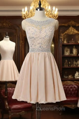 Champagne Homecoming Dress A-line Cap Sleeves Chiffon