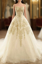 Champagne Lace Long Wedding Dress, Champagne Bridal Dress, Champagne Lace Wedding Evening Prom Gown