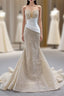 Champagne Mermaid Strapless Pearls Evening Prom Dress