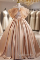 Champagne Satin Strapless Quinceanera Dress