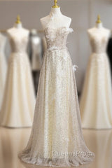 Champagne Sequins Halter 3D Flower Evening Prom Dress