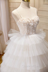 Champagne Sweetheart Layers Princess Dress, Spaghetti Straps Tulle Evening Gown