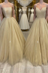 Champagne tulle long Evening Prom Dress tulle long formal Dress