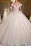 Champagne Tulle Pink Sequins Off the Shoulder Quinceanera Dress