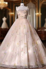 Champagne Tulle Pleats Embroidery Quinceanera Dress
