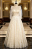 Champagne Tulle Sequins Straps Evening Prom Dress