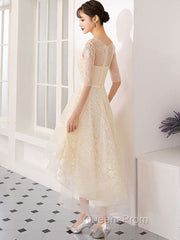 Champagne Tulle Short Evening Prom Dress, Champagne Homecoming Dress