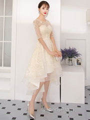 Champagne Tulle Short Evening Prom Dress, Champagne Homecoming Dress