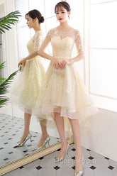 Champagne Tulle Short Evening Prom Dress, Champagne Homecoming Dress