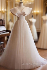 Champagne Tulle V-neck Wedding Dress