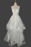Champagne V-Neck Long Evening Prom Dress A-Line Tulle Evening Dress