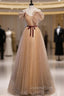 Champagne Wave Point Spagehtti Straps Evening Prom Dress
