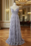 Charming Grey Lace Evening Party Dress , High Quality Evening Gown