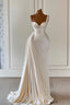 Charming Ivory One Shoulder Sleeveless Sweetheart A-Line Bridal Dress With Beads