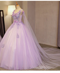 Charming Lavender Tulle Flowers Long Evening Prom Dress, Sweet 16 Gowns