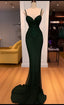 Charming Mermaid Spaghetti Straps Lace Dark Green Classy Prom Dress Long