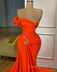 Charming One-should Sleeveless Mermaid Evening Prom Dress With Ruffles Long